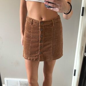 Forever 21 Brown Corduroy Button-Front Skirt